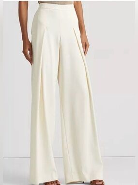 Ralph Lauren Cream Wide-Leg Dress Pants